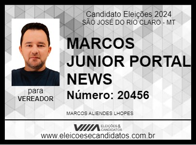 Candidato MARCOS JUNIOR PORTAL NEWS 2024 - SÃO JOSÉ DO RIO CLARO - Eleições