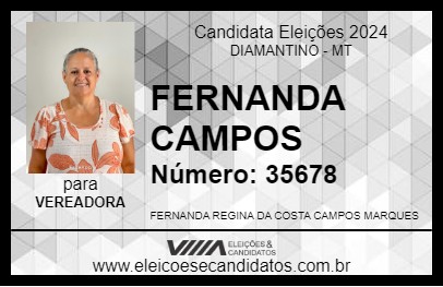 Candidato FERNANDA CAMPOS 2024 - DIAMANTINO - Eleições