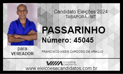 Candidato PASSARINHO 2024 - TABAPORÃ - Eleições