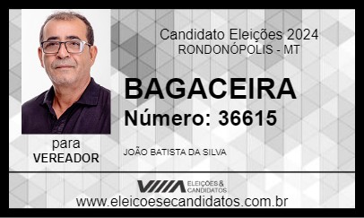 Candidato BAGACEIRA 2024 - RONDONÓPOLIS - Eleições