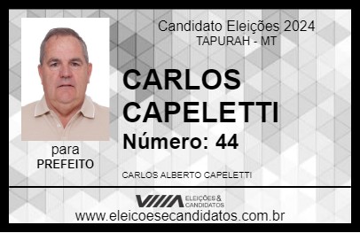 Candidato CARLOS CAPELETTI 2024 - TAPURAH - Eleições