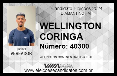 Candidato WELLINGTON CORINGA 2024 - DIAMANTINO - Eleições