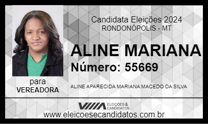 Candidato ALINE MARIANA 2024 - RONDONÓPOLIS - Eleições