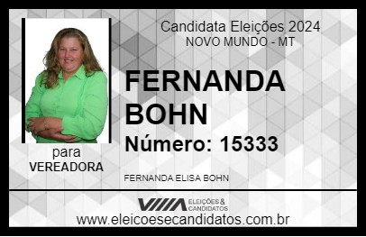 Candidato FERNANDA BOHN 2024 - NOVO MUNDO - Eleições