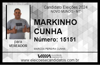 Candidato MARKINHO CUNHA 2024 - NOVO MUNDO - Eleições