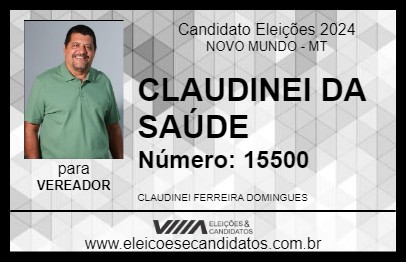 Candidato CLAUDINEI DA SAÚDE 2024 - NOVO MUNDO - Eleições