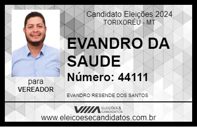 Candidato EVANDRO DA SAUDE 2024 - TORIXORÉU - Eleições