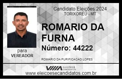 Candidato ROMARIO DA FURNA 2024 - TORIXORÉU - Eleições