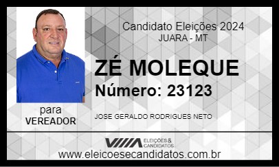 Candidato ZÉ MOLEQUE 2024 - JUARA - Eleições