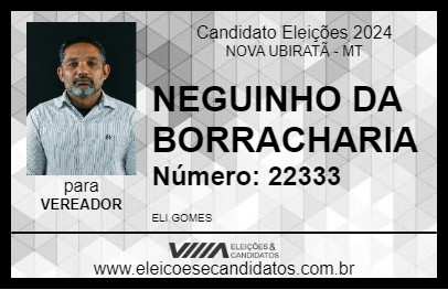 Candidato NEGUINHO DA BORRACHARIA 2024 - NOVA UBIRATÃ - Eleições