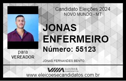 Candidato JONAS ENFERMEIRO 2024 - NOVO MUNDO - Eleições