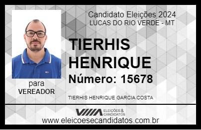 Candidato TIERHIS HENRIQUE 2024 - LUCAS DO RIO VERDE - Eleições