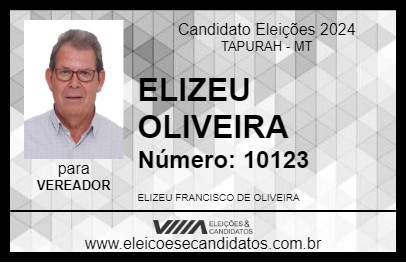 Candidato ELIZEU OLIVEIRA 2024 - TAPURAH - Eleições