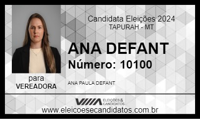 Candidato ANA DEFANT 2024 - TAPURAH - Eleições