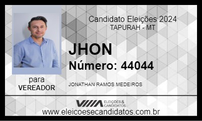 Candidato JHON 2024 - TAPURAH - Eleições