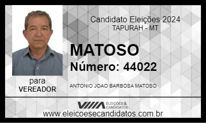 Candidato MATOSO 2024 - TAPURAH - Eleições