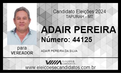 Candidato ADAIR PEREIRA 2024 - TAPURAH - Eleições