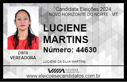 Candidato LUCIENE MARTINS 2024 - NOVO HORIZONTE DO NORTE - Eleições