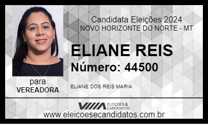 Candidato ELIANE REIS 2024 - NOVO HORIZONTE DO NORTE - Eleições