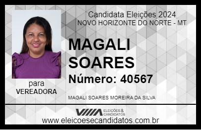 Candidato MAGALI SOARES 2024 - NOVO HORIZONTE DO NORTE - Eleições