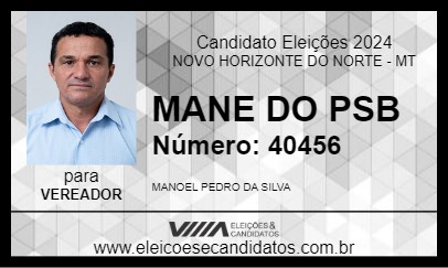 Candidato MANE DO PSB 2024 - NOVO HORIZONTE DO NORTE - Eleições