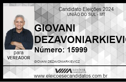 Candidato GIOVANI DEZAVONIARKIEVICZ 2024 - UNIÃO DO SUL - Eleições