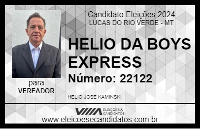 Candidato HELIO DA BOYS EXPRESS 2024 - LUCAS DO RIO VERDE - Eleições