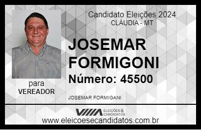 Candidato JOSEMAR FORMIGONI 2024 - CLÁUDIA - Eleições