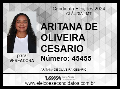 Candidato ARITANA DE OLIVEIRA CESARIO 2024 - CLÁUDIA - Eleições