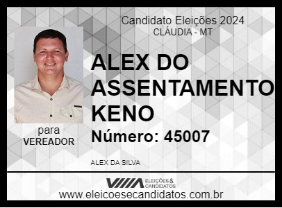 Candidato ALEX DO ASSENTAMENTO KENO 2024 - CLÁUDIA - Eleições