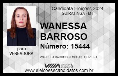 Candidato WANESSA BARROSO 2024 - GUIRATINGA - Eleições