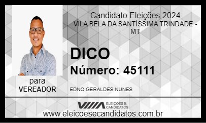 Candidato DICO 2024 - VILA BELA DA SANTÍSSIMA TRINDADE - Eleições