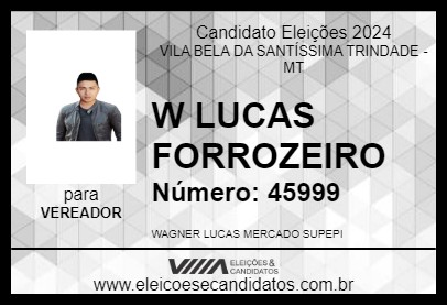 Candidato W LUCAS FORROZEIRO 2024 - VILA BELA DA SANTÍSSIMA TRINDADE - Eleições