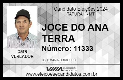 Candidato JOCE DO ANA TERRA 2024 - TAPURAH - Eleições