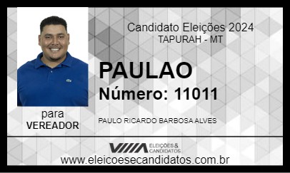 Candidato PAULAO 2024 - TAPURAH - Eleições