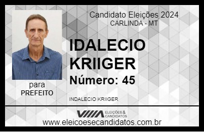 Candidato IDALECIO KRIIGER 2024 - CARLINDA - Eleições