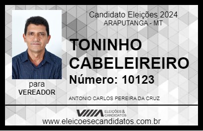 Candidato TONINHO CABELEIREIRO 2024 - ARAPUTANGA - Eleições