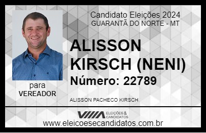 Candidato ALISSON KIRSCH (NENI) 2024 - GUARANTÃ DO NORTE - Eleições