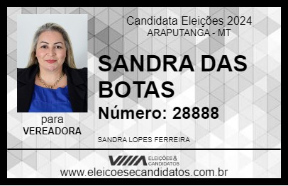 Candidato SANDRA DAS BOTAS 2024 - ARAPUTANGA - Eleições