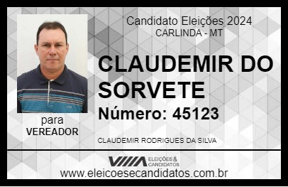 Candidato CLAUDEMIR DO SORVETE 2024 - CARLINDA - Eleições