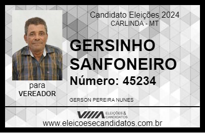 Candidato GERSINHO SANFONEIRO 2024 - CARLINDA - Eleições