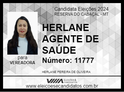 Candidato HERLANE AGENTE DE SAÚDE 2024 - RESERVA DO CABAÇAL - Eleições