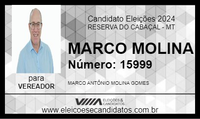 Candidato MARCO MOLINA 2024 - RESERVA DO CABAÇAL - Eleições