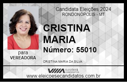 Candidato CRISTINA MARIA 2024 - RONDONÓPOLIS - Eleições