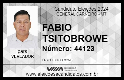 Candidato FABIO TSITOBROWE 2024 - GENERAL CARNEIRO - Eleições