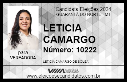 Candidato LETICIA CAMARGO 2024 - GUARANTÃ DO NORTE - Eleições