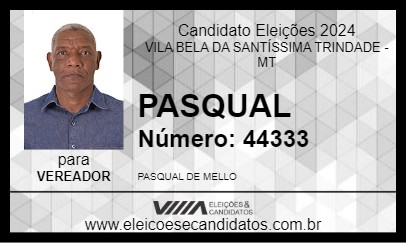 Candidato PASQUAL 2024 - VILA BELA DA SANTÍSSIMA TRINDADE - Eleições