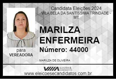 Candidato MARILZA ENFERMEIRA 2024 - VILA BELA DA SANTÍSSIMA TRINDADE - Eleições