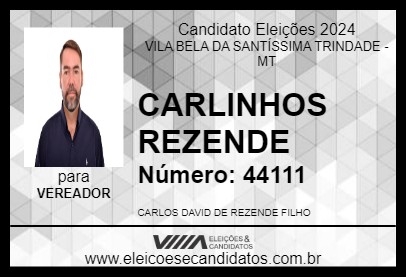 Candidato CARLINHOS REZENDE 2024 - VILA BELA DA SANTÍSSIMA TRINDADE - Eleições