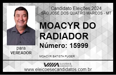 Candidato MOACYR DO RADIADOR 2024 - SÃO JOSÉ DOS QUATRO MARCOS - Eleições